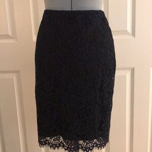 New Banana Republic Navy Dark Blue Lace Pencil Skirt Knee Length Size 6